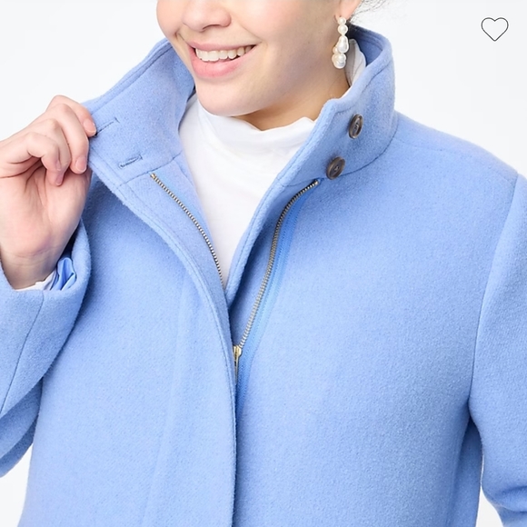 J Crew Wool Blend Button-neck city coat Size 6 Blue - Picture 4 of 10